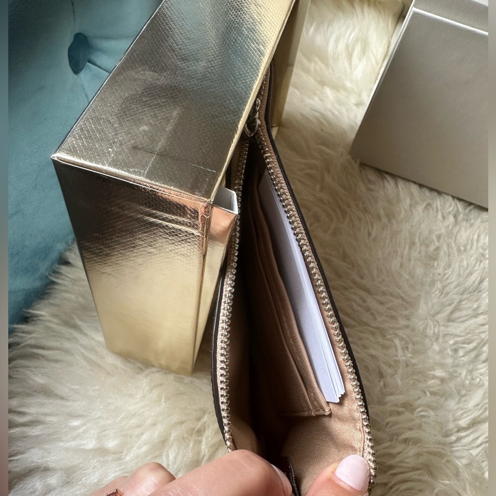Authentic NWT Coach Rose Gold with Silver Glitter Wristlet Wallet Clutch Pouch - Picture 5 of 6